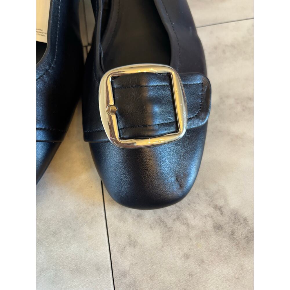 Mango MNG Women’s Buckle Leather Shoes Black Block Heel Size 9.5 New With Flaw - Picture 8 of 8